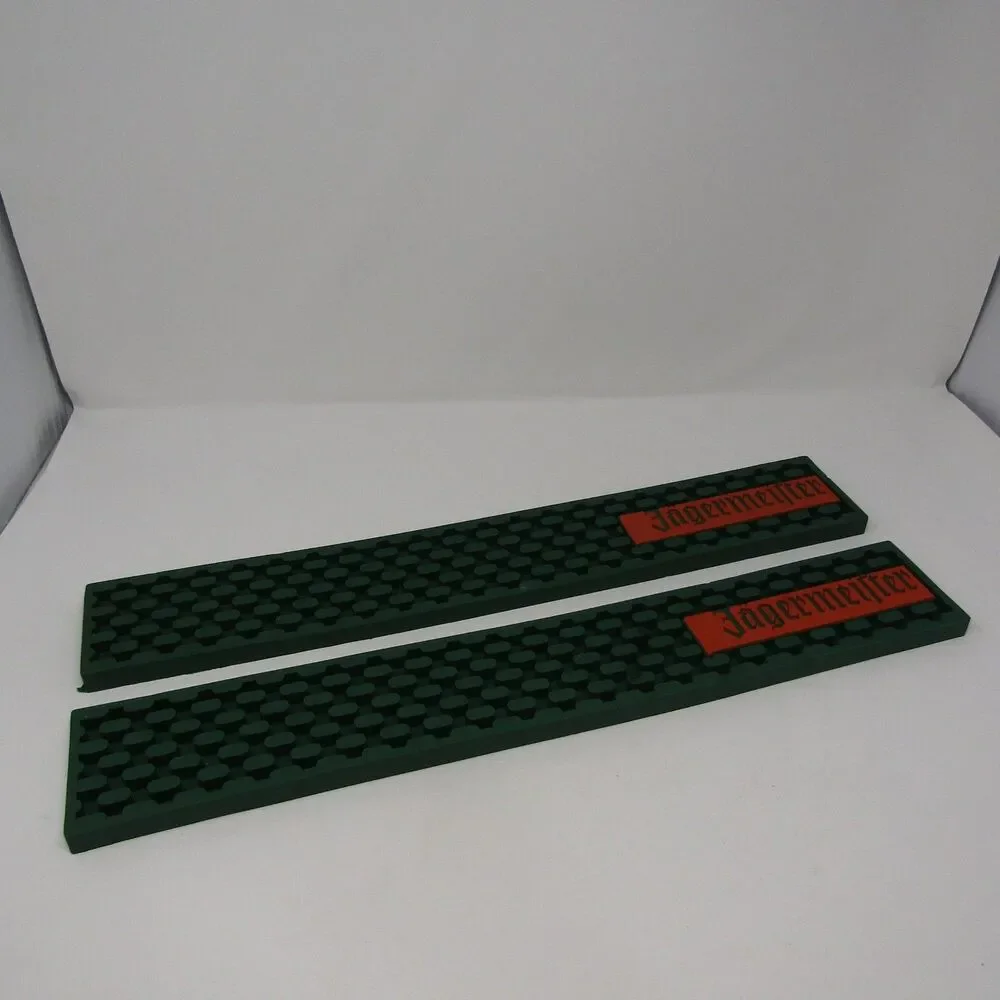 Jägermeister Bar Mat Spill Rail Drip Tray Rubber Service Mat Set of 2 Green 21